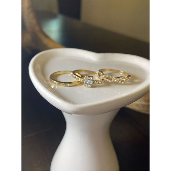 Rose Gold Plated Infinity Eternity Ring Simple Band Ring 3pcs Set Zircon Gemston - Picture 1 of 8